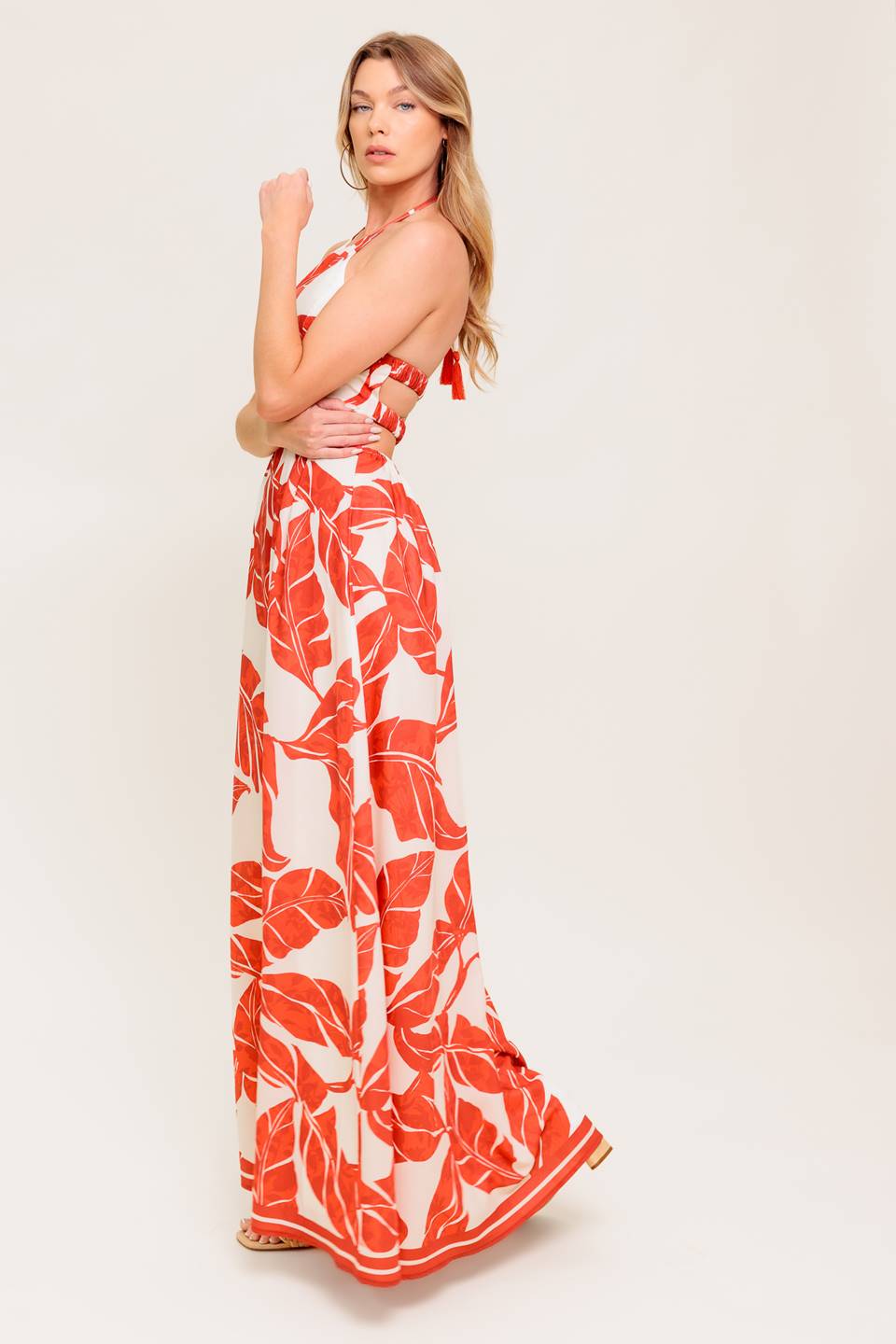MARLEY MAXI DRESS - TROPICAL HALTER MAXI