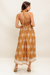 TIANA HALTER MIDI DRESS - RUST