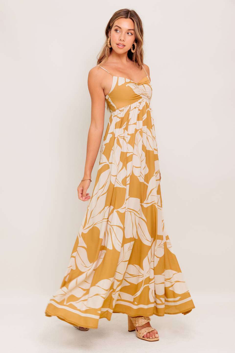 MEREDITH MAXI DRESS - LEAF PRINT