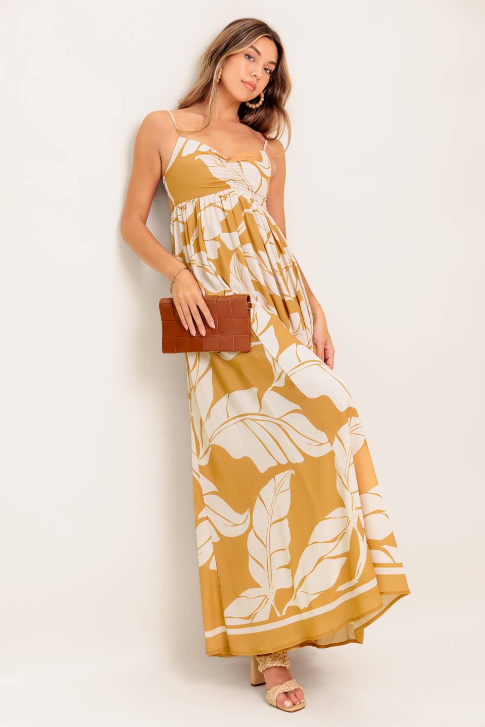 MEREDITH MAXI DRESS - LEAF PRINT