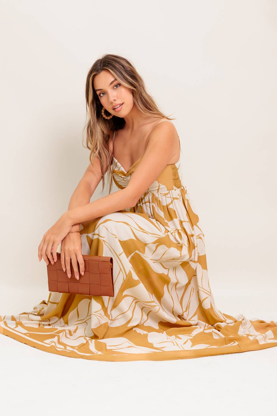 MEREDITH MAXI DRESS - LEAF PRINT