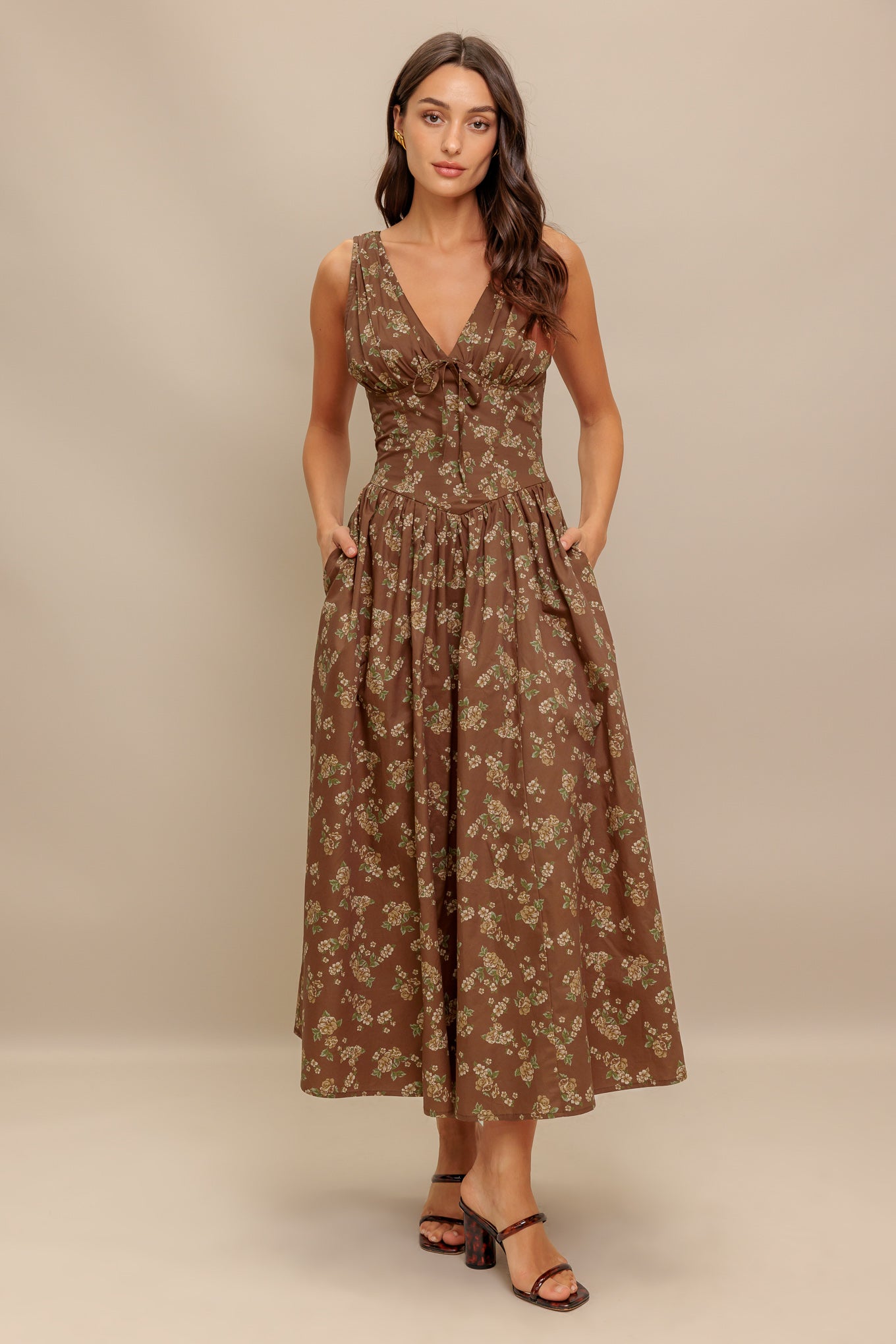 SANDRA BROWN FLORAL MIDI DRESS