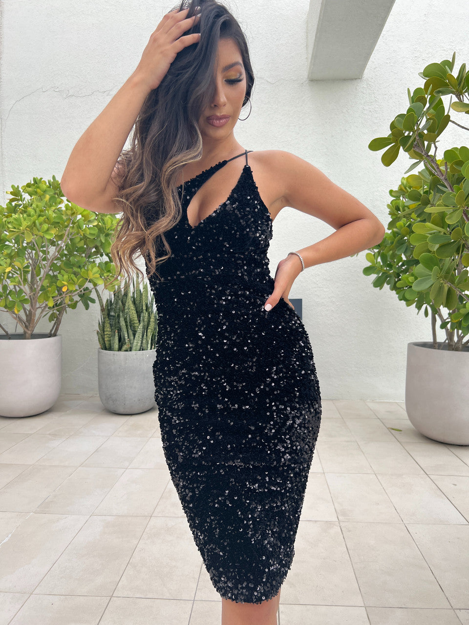 Venice Midi Dress - Black Sequin Dress - FINAL SALE