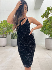 Venice Midi Dress - Black Sequin Dress - FINAL SALE