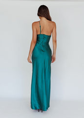Jessica Satin Maxi Dress - Forest Green