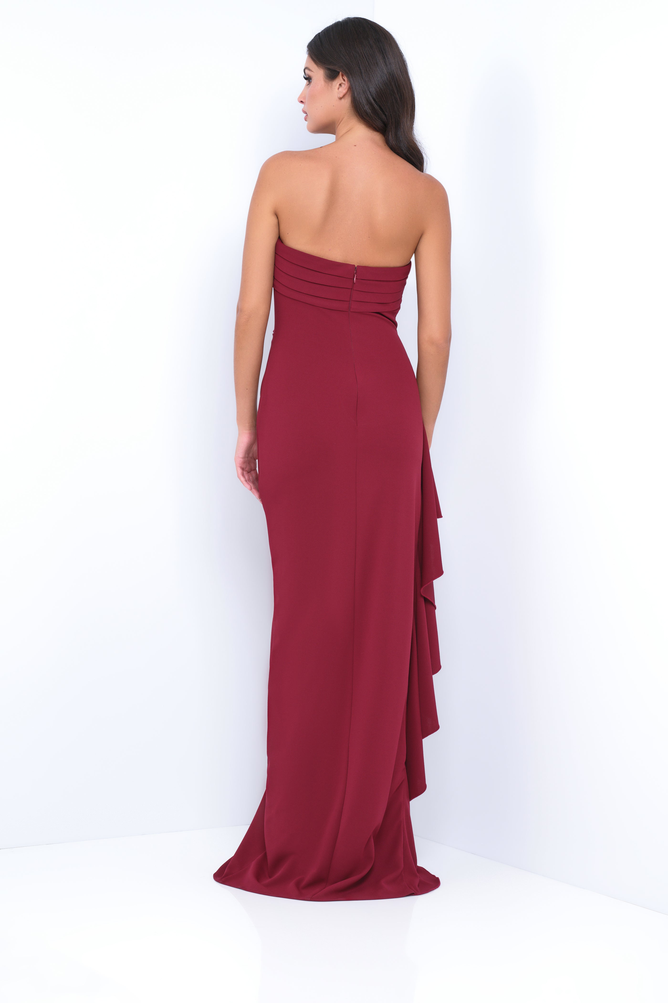 Marie Strapless Maxi Dress - Burgundy