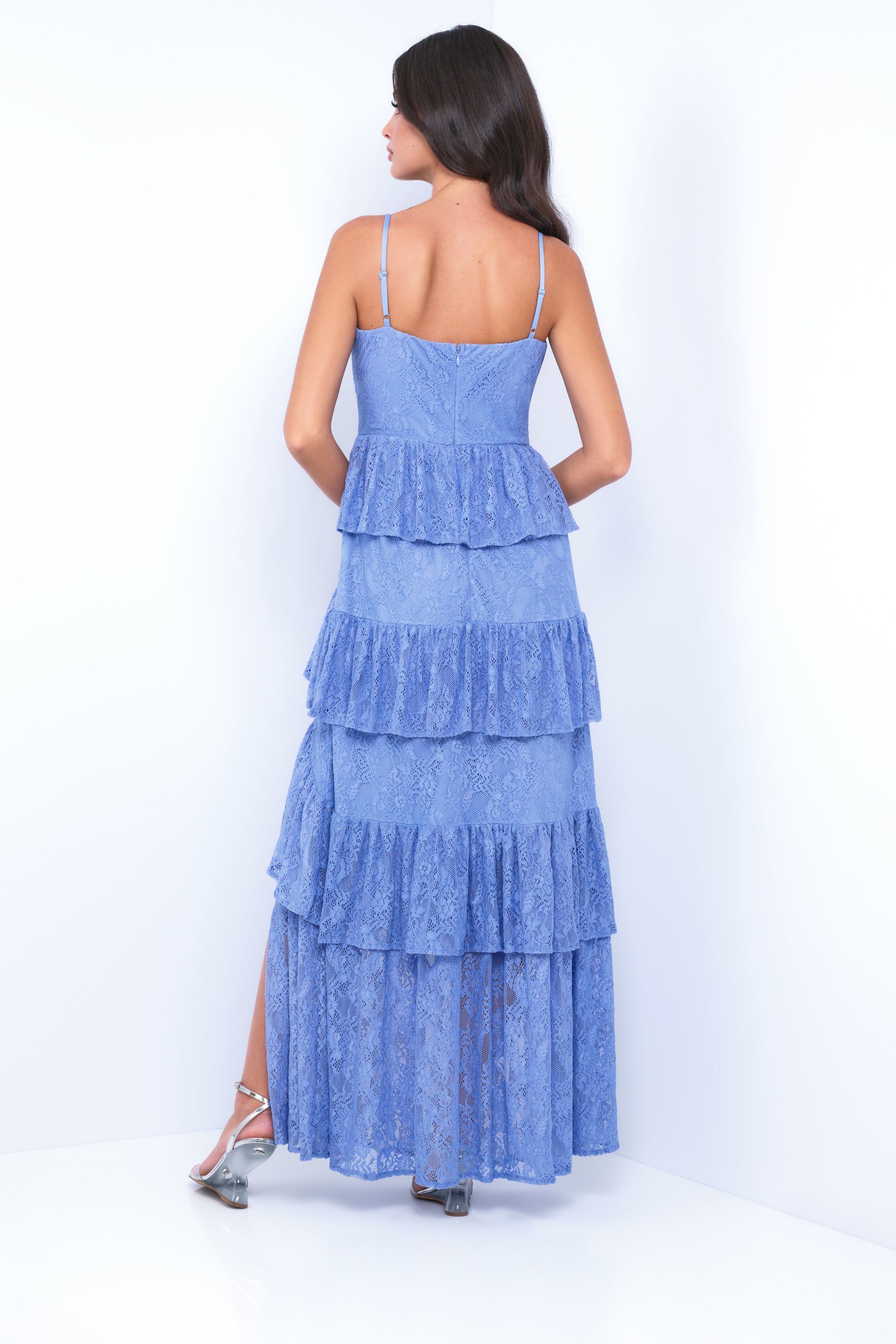 Vanna Lace Tiered Maxi Dress - Periwinkle