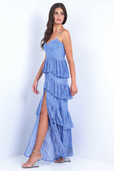 Vanna Lace Tiered Maxi Dress - Periwinkle