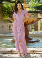 Size XS, Kari Wrap Maxi Dress - Mauve - FINAL SALE