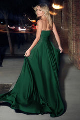 Madigan Gown - Sage - STRAPLESS A-LINE SOFT SATIN KEYHOLE DRESS