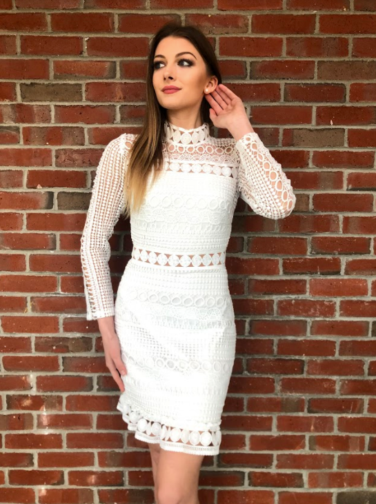 The Riverdale Mini Dress – White Lace Long Sleeve Dress - FINAL SALE