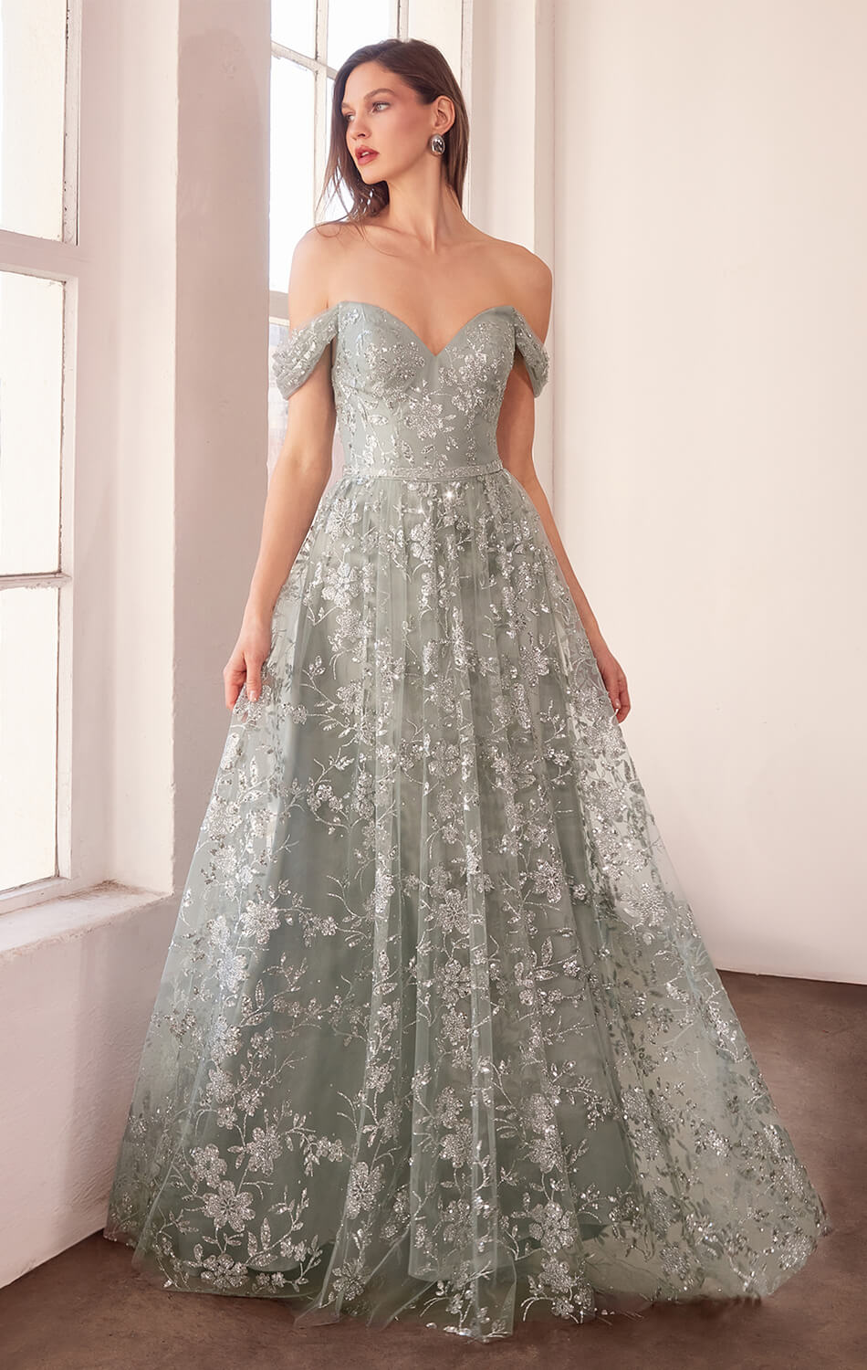 Veronica Gown - Glitter Print Long A-line Dress