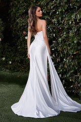 Vaughn Gown - Off White - STRAPLESS SATIN DRESS
