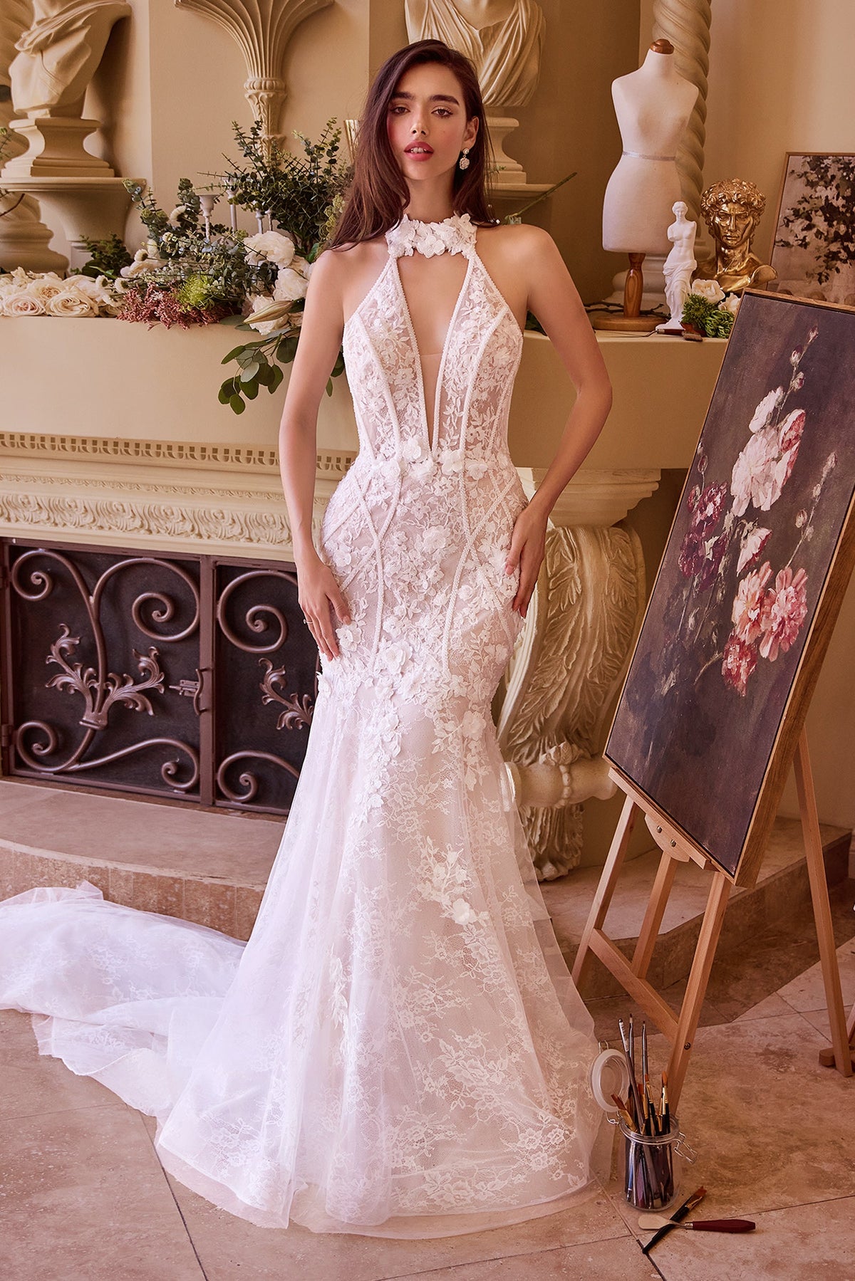 WL019 - Lace Halter Neck Mermaid Wedding Dress - Andrea & Leo