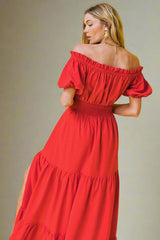 Size Small, OUT IN THE COUNTRY - RED - MAXI DRESS - FINAL SALE