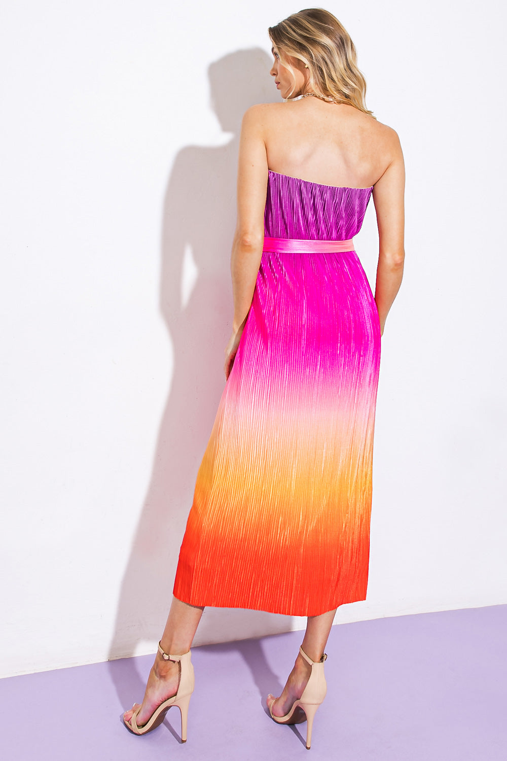 Size Large, GIVE IT A GO - STRAPLESS OMBRE MIDI DRESS - FINAL SALE