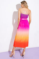 Size Large, GIVE IT A GO - STRAPLESS OMBRE MIDI DRESS - FINAL SALE