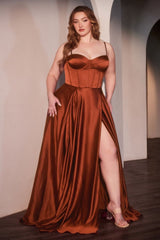 SELMA GOWN - SIENNA - A-LINE LUXE SATIN BUSTIER DRESS