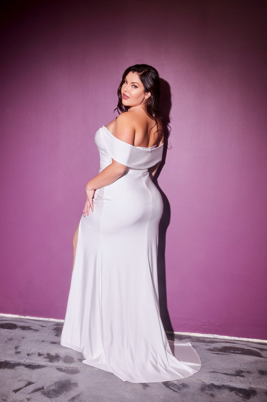 Freya Gown - OFF WHITE - OFF THE SHOULDER STRETCH SPANDEX DRESS