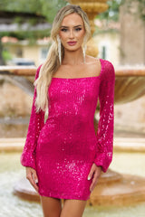 Sylvia Sequin Mini Dress - Fuchsia
