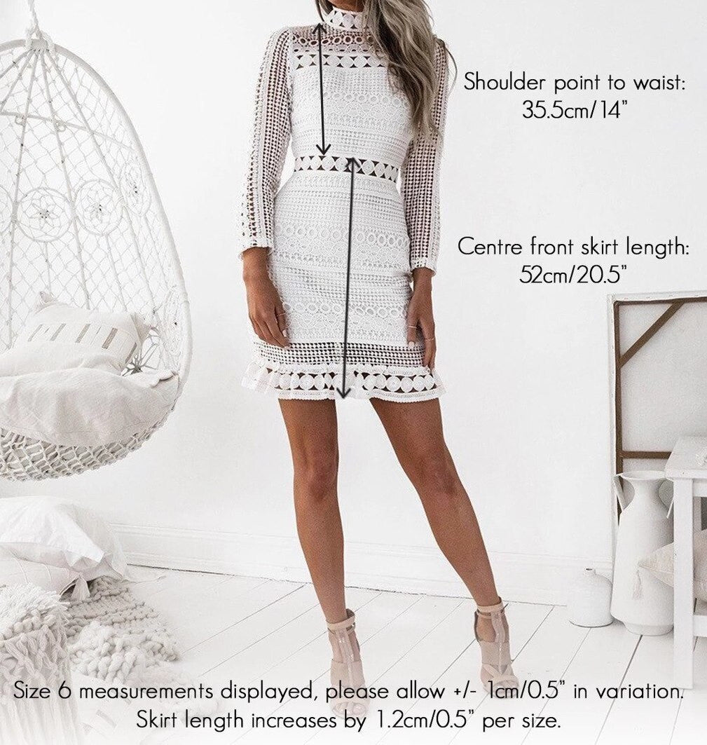 The Riverdale Mini Dress – White Lace Long Sleeve Dress - FINAL SALE