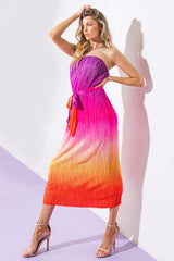 Size Large, GIVE IT A GO - STRAPLESS OMBRE MIDI DRESS - FINAL SALE