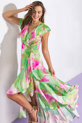 LA BABE SATIN WRAP STYLE MAXI DRESS