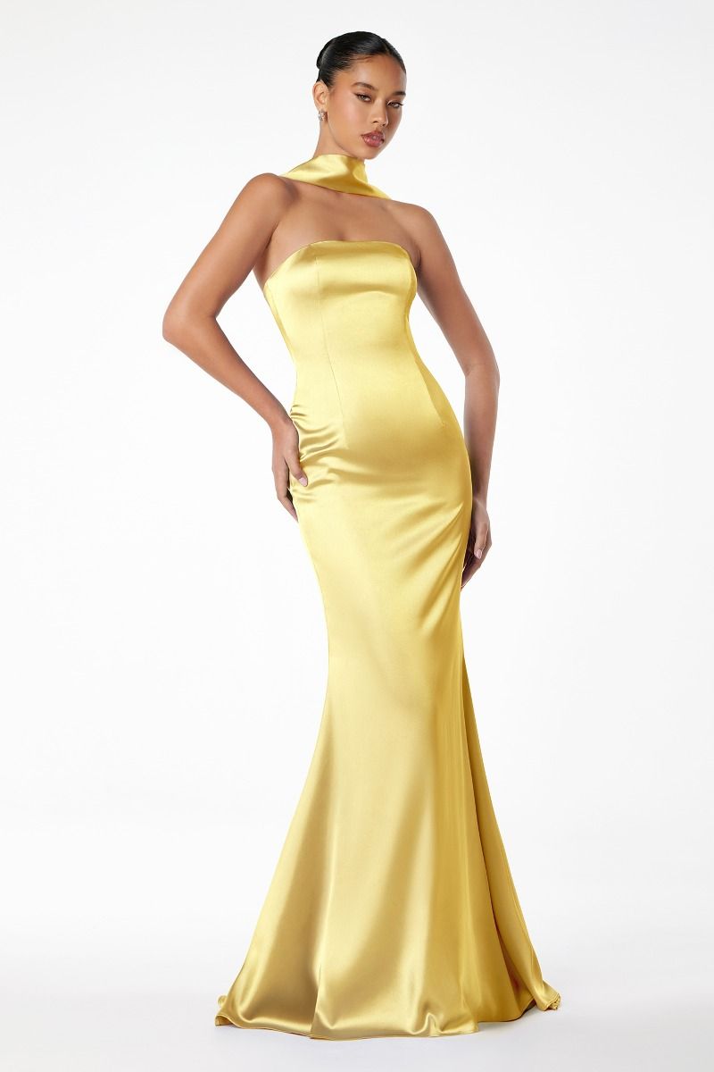 Brynn Maxi Dress - Strapless Fitted Satin Dress