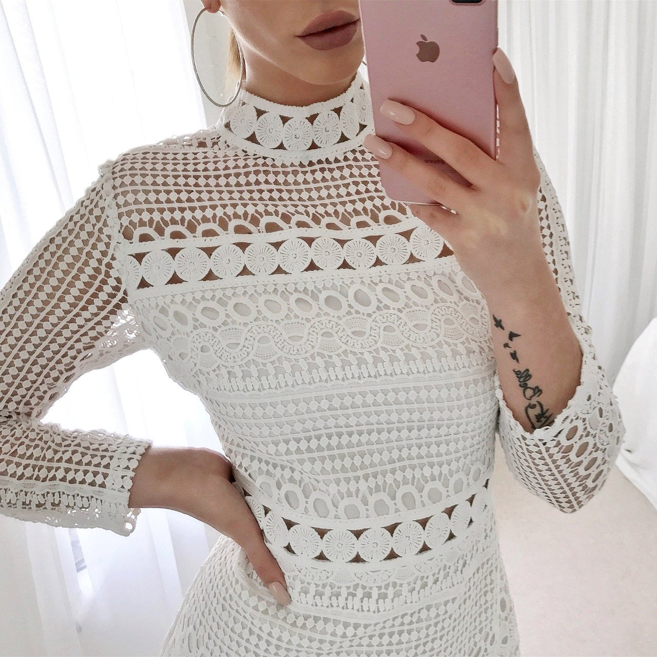 The Riverdale Mini Dress – White Lace Long Sleeve Dress - FINAL SALE
